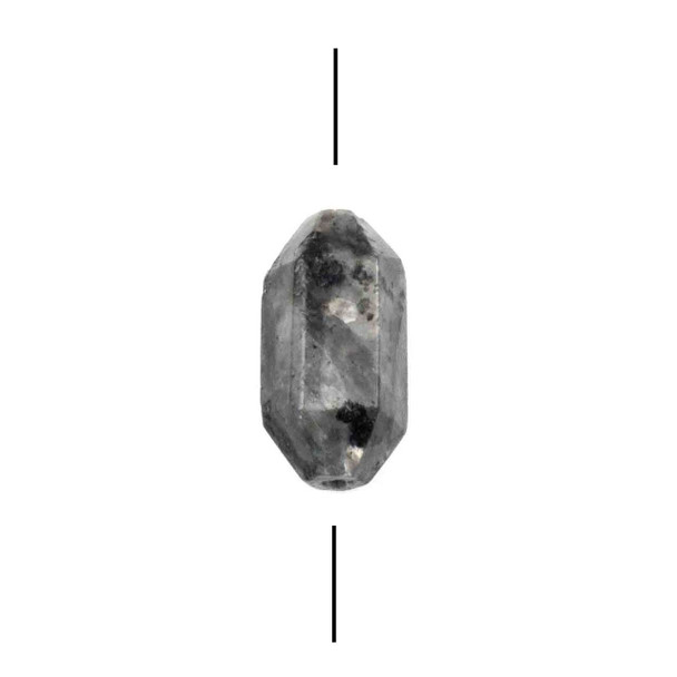 Black Labradorite/Larvikite approx. 13x26mm Horizontally Drilled Hexagonal Double Point Focal Bead - 1 piece