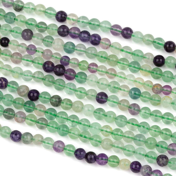 Green Fluorite 4mm Round Beads - 15 inch strand