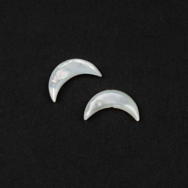 Cherry Tree Beads White Shell 8x15mm Vertical Drilled Crescent Moon Tiny Focals - 2 pieces 