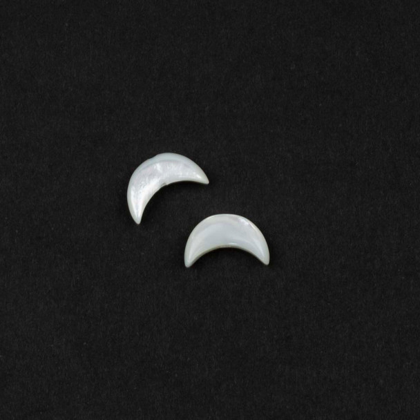 Cherry Tree Beads White Shell 6x10mm Vertical Drilled Crescent Moon Tiny Focals - 2 pieces 