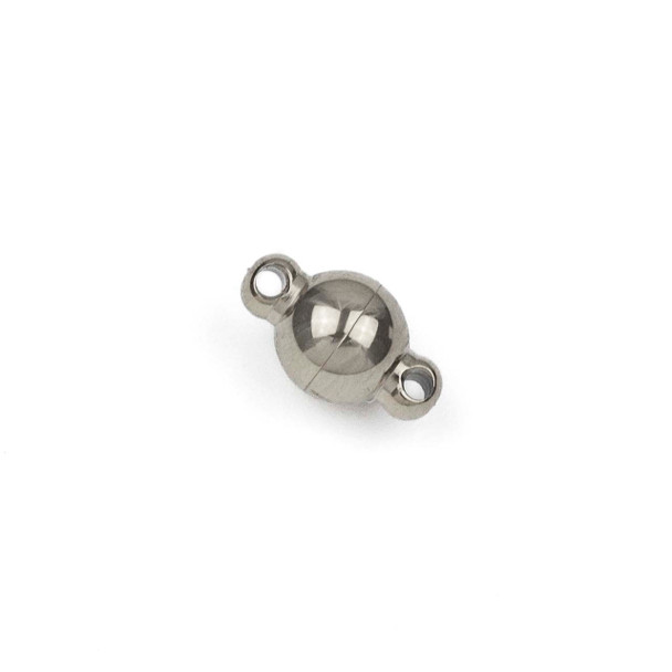 Natural Silver Stainless Steel 6x10mm Magnetic  Smooth Round Clasps - 3 sets