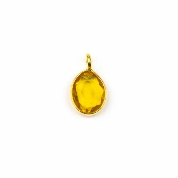 Citrine approximately 7x12mm Faceted Oval Drop with Gold Vermeil Bezel - 1 piece