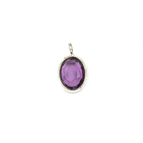 Purple Quartz approximately 7x12mm Faceted Oval with Sterling Silver Bezel - 1 piece