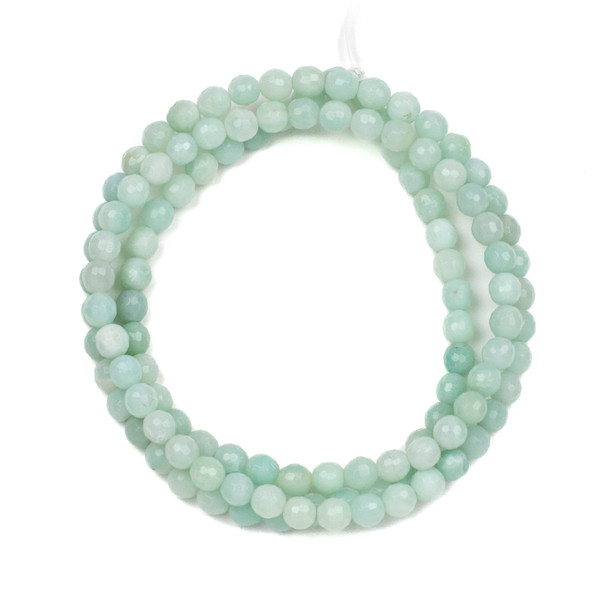 Blue Amazonite 6mm Mala Faceted Round Beads - 115 beads per strand
