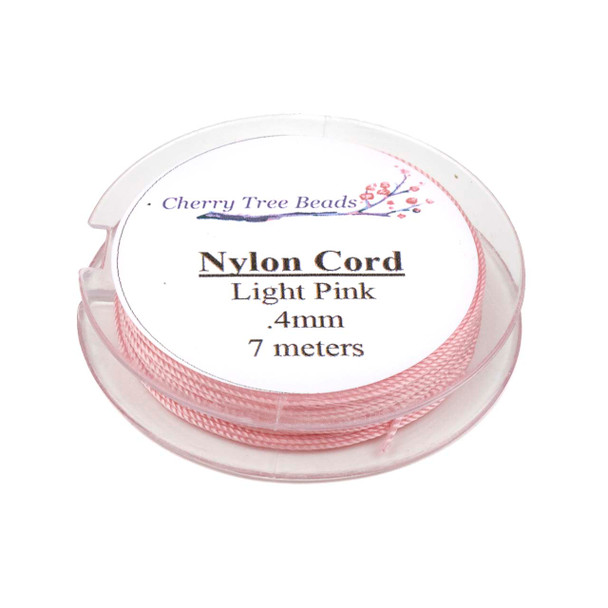 Nylon Cord - Light Pink, .4mm, 7 meter spool