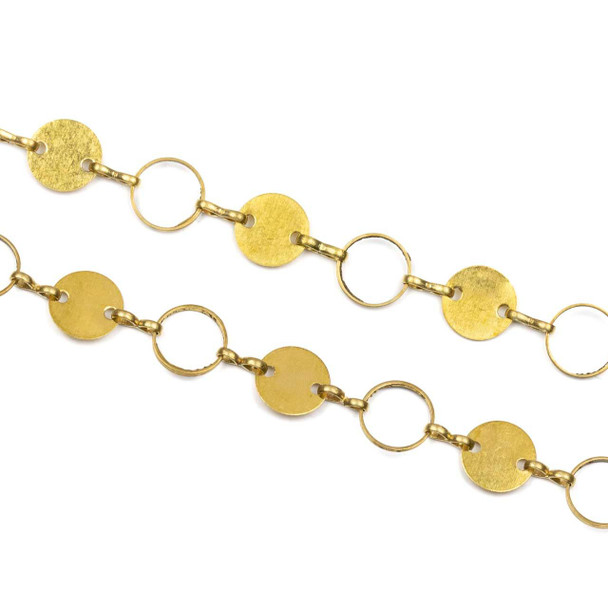 Cherry Tree Beads Brass Chain with 8mm Coin Links alternating with 8mm Solid Coin Links - chainHX-2392-sp - 10 meter spool 