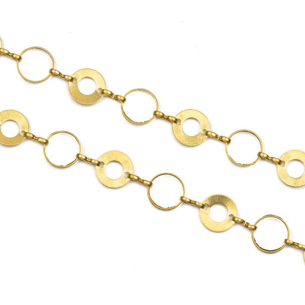 Cherry Tree Beads Brass Chain with 8mm Coin Links alternating with 8mm Thick Coin Links - chainHX-2395-sp - 10 meter spool 