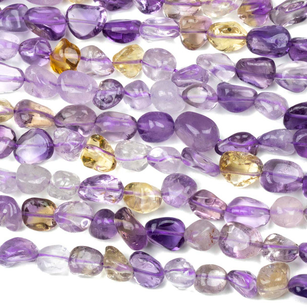 Ametrine 8x10mm Pebble Beads - 15 inch strand