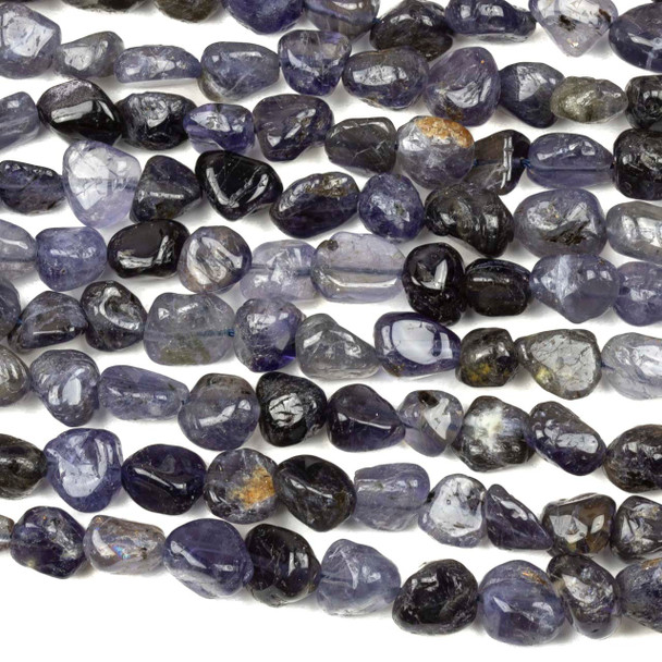 Iolite 8x10mm Pebble Beads - 15 inch strand