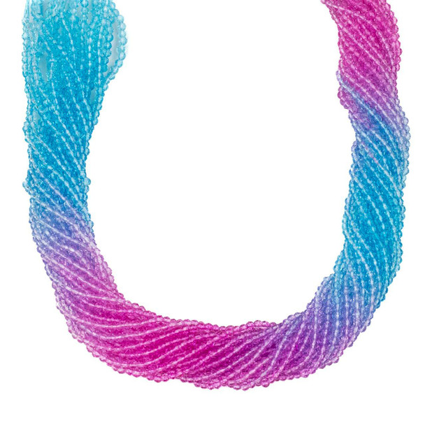 Cherry Tree Beads Crystal 2x3mm Ombre Bright Pink & Blue Rondelle Beads -14 inch strand, Color #2 