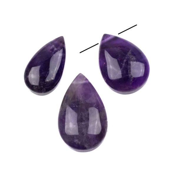 Amethyst approx. 17x30-31x45mm Top Side Drilled Teardrop Pendant with a Flat Back - 1 per bag