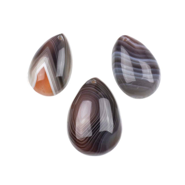 Botswana Agate approx. 15x24-25x35mm Top Front Drilled Teardrop Pendant with a Flat Back - 1 per bag