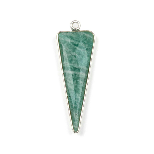 Cherry Tree Beads Amazonite approximately 13x39mm Faceted Triangle Drop with Sterling Silver Bezel - 1 piece 