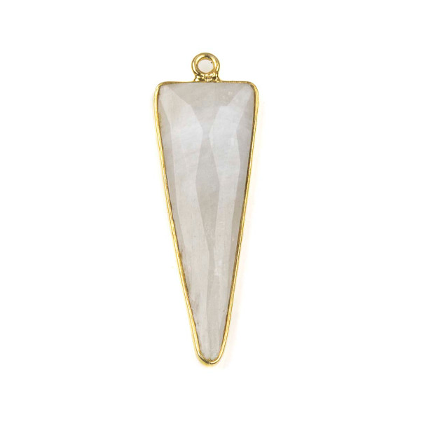 Moonstone approximately 13x39mm Faceted Triangle Drop with Gold Vermeil Bezel - 1 piece