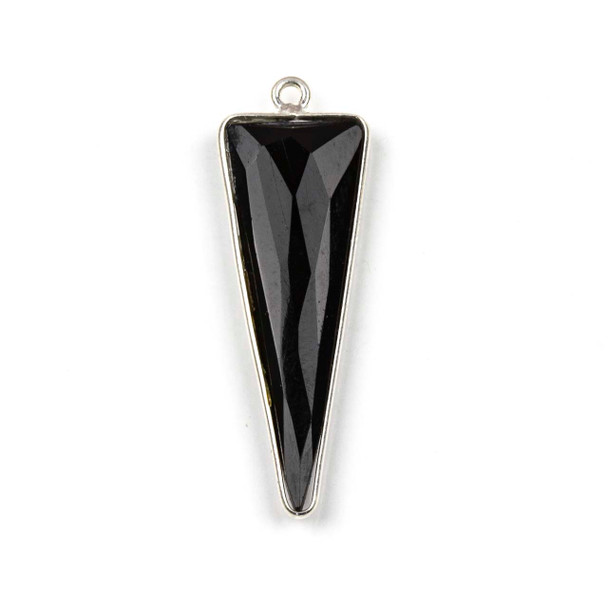 Onyx approximately 13x39mm Faceted Triangle Drop with Sterling Silver Bezel - 1 piece