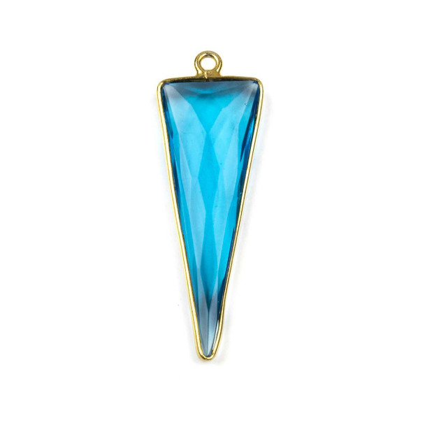 Cherry Tree Beads London Blue Quartz approximately 13x39mm Faceted Triangle Drop with Gold Vermeil Bezel - 1 piece 