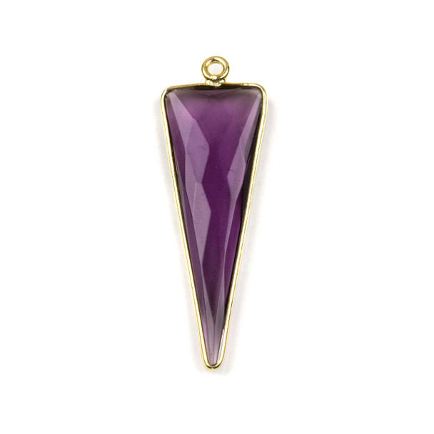 Purple Quartz approximately 13x39mm Faceted Triangle Drop with Gold Vermeil Bezel - 1 piece