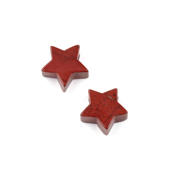 Red Jasper 17x18mm Through Drilled Star Pendants -  2 per bag
