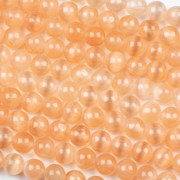 Dyed Selenite Orange 8mm Round Beads - 15.5 inch strand