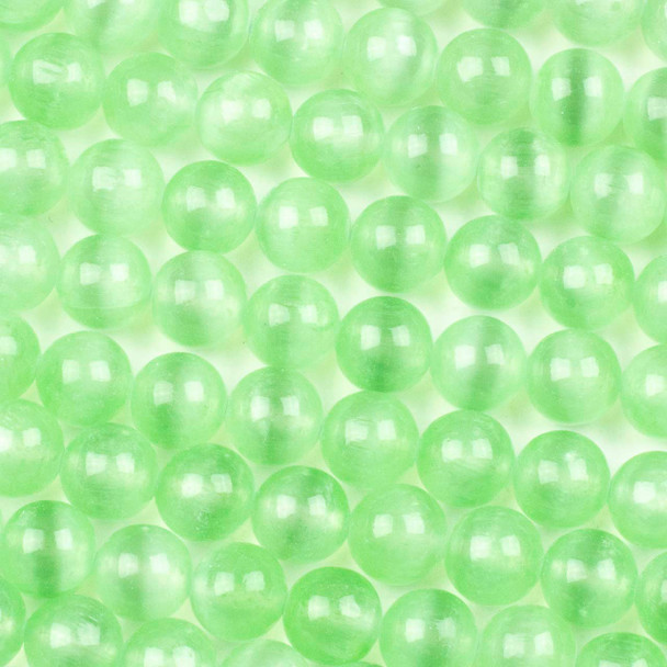 Dyed Selenite Green 10mm Round Beads - 15.5 inch strand