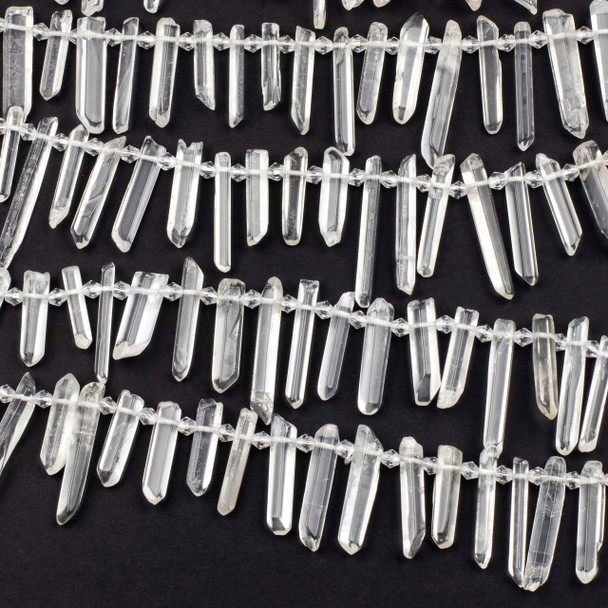 Cherry Tree Beads Clear Quartz approx. 4x24-32mm Top Drilled Point Beads - 8 inch strand 