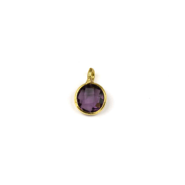 Amethyst approximately 7x10mm Faceted Coin Drop Drop with Gold Vermeil Bezel - 1 piece