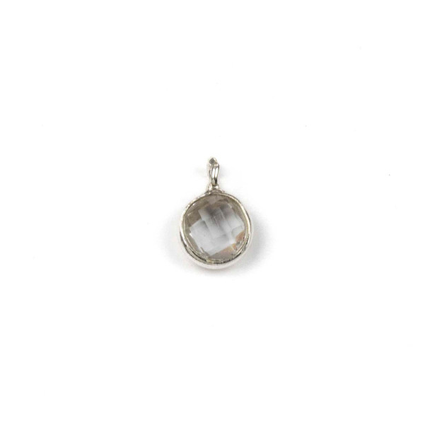 Clear Quartz approximately 7x10mm Faceted Coin Drop with Sterling Silver Bezel - 1 piece