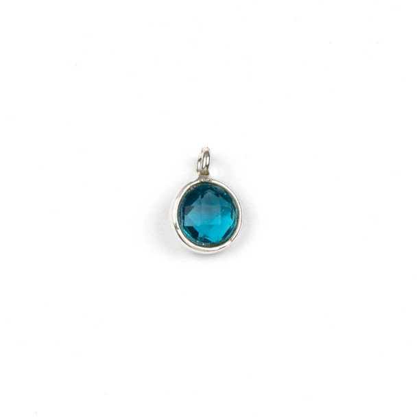 London Blue Quartz approximately 7x10mm Faceted Coin Drop with Sterling Silver Bezel - 1 piece