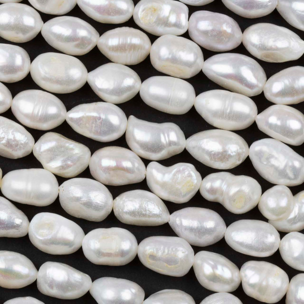 Fresh Water Pearl 9-10mm White Nugget Beads - 14 inch strand