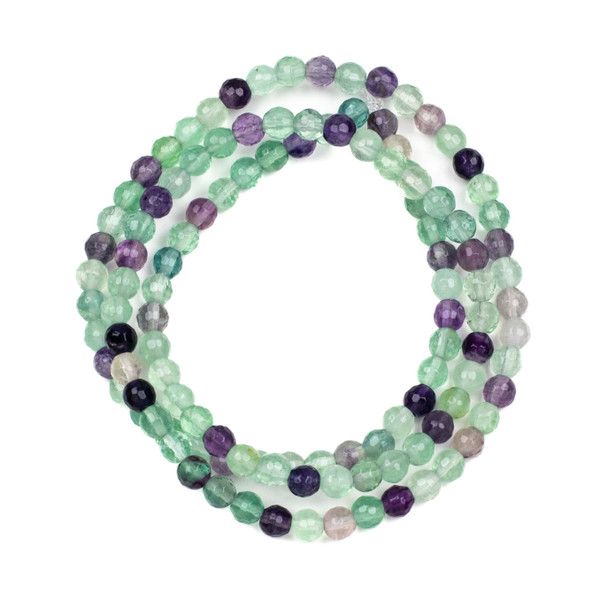 Rainbow Fluorite 6mm Mala Faceted Round Beads - 115 beads per strand