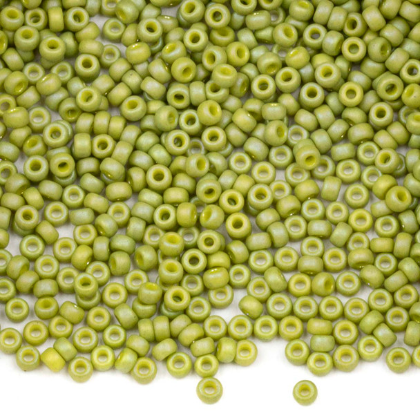 Miyuki 11/0 Round Seed Beads - Frost Opaque Glaze Rainbow Olive, #11-94697-2TB, approx. 8.5 gram tube