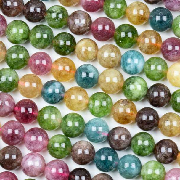 Dyed Jade 8mm Tourmaline Mix Round Beads - 15 inch strand