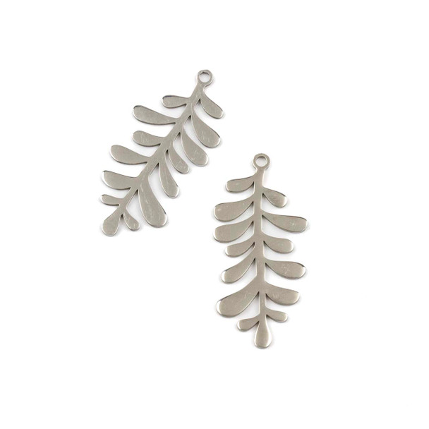 Silver 304 Stainless Steel 15x31mm Leaf Components - 2 per bag