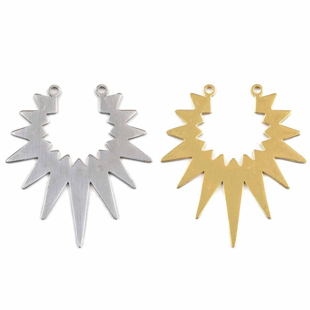 Cherry Tree Beads 304 Stainless Steel 33x38mm Sun Burst Link Components with 2 Loops - 2 per bag 