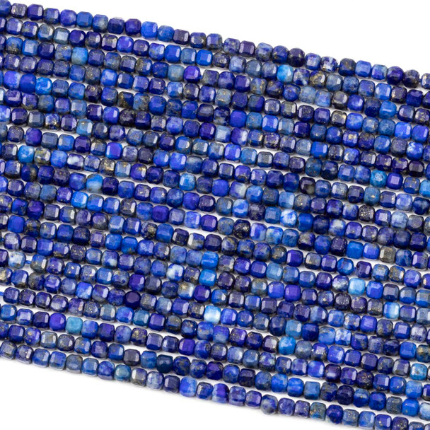 Lapis 2-2.25mm Faceted Cube Beads - 15 inch strand
