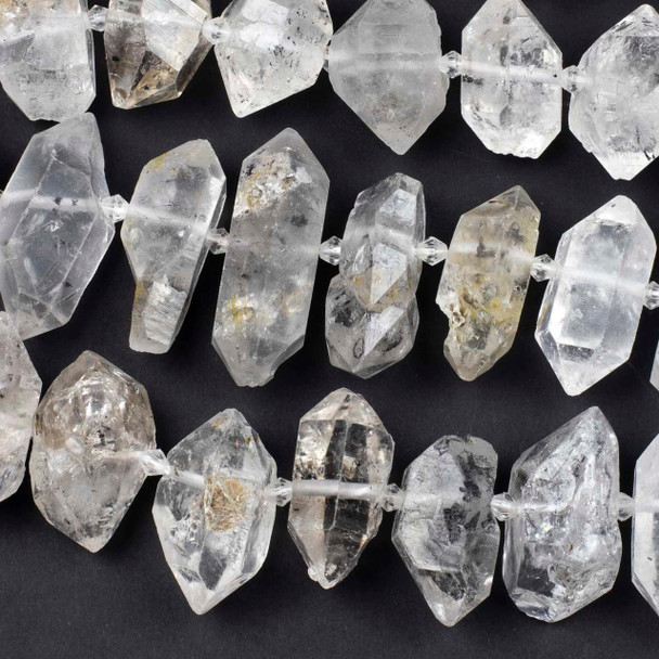Cherry Tree Beads Herkimer Diamond Natural Cut approx. 15-26x35-61mm Double Terminated Point Beads - 8 inch strand 