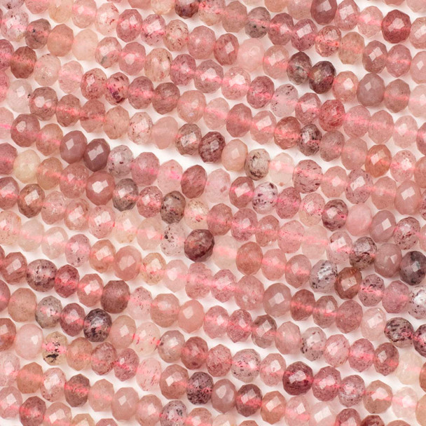 Strawberry Quartz 3x5.5mm Faceted Rondelle Beads - 8 inch strand
