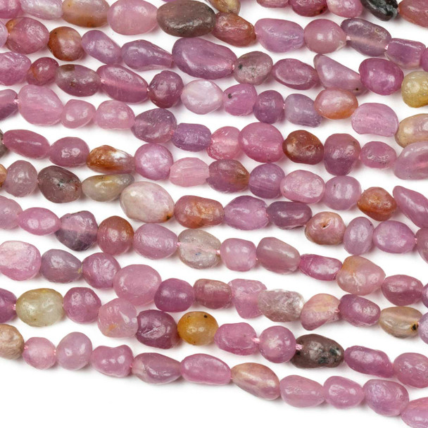 Multicolor Ruby 4x6mm Pebble Beads - 15 inch strand