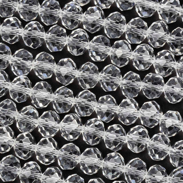 Crystal 6x8mm Clear Faceted Rondelle Beads - Approx. 15.5 inch strand