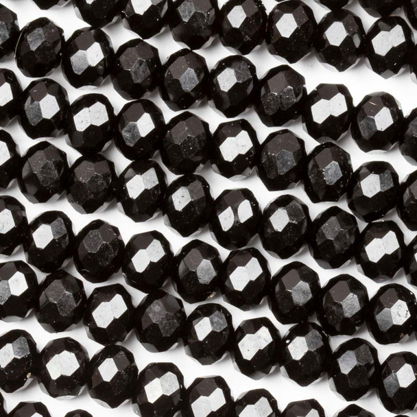 Cherry Tree Beads Crystal 6x8mm Opaque Midnight Black Faceted Rondelle Beads - Approx. 15.5 inch strand 