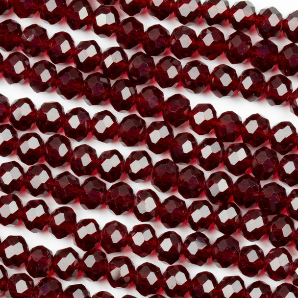 Cherry Tree Beads Crystal 4x6mm Dark Ruby Red Faceted Rondelle Beads - Approx. 15.5 inch strand 