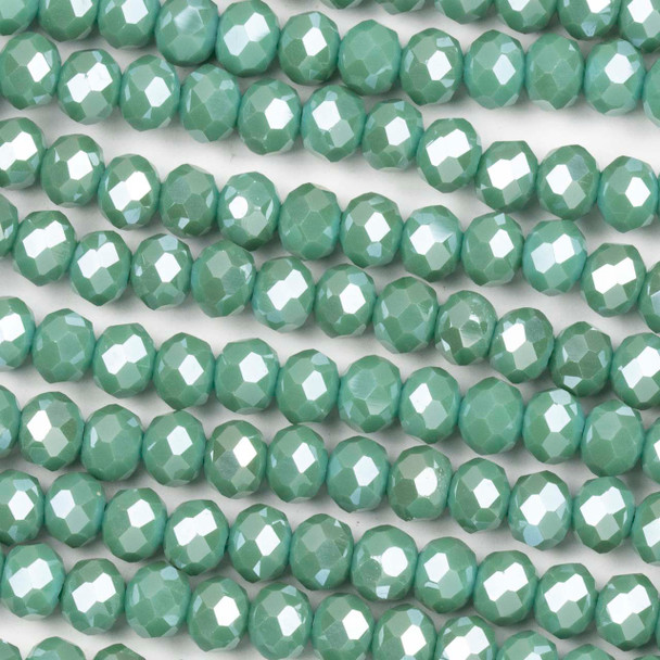 Crystal 4x6mm Opaque Mint Green Faceted Rondelle Beads - Approx. 15.5 inch strand
