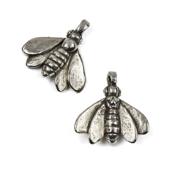 Green Girl Studios Pewter 22x23mm Large Bee Dangle - 1 piece