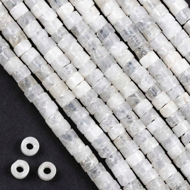 Large Hole Clear Quartz 4x6mm Heishi Beads with 2.5mm Drilled Hole - approx. 8 inch strand