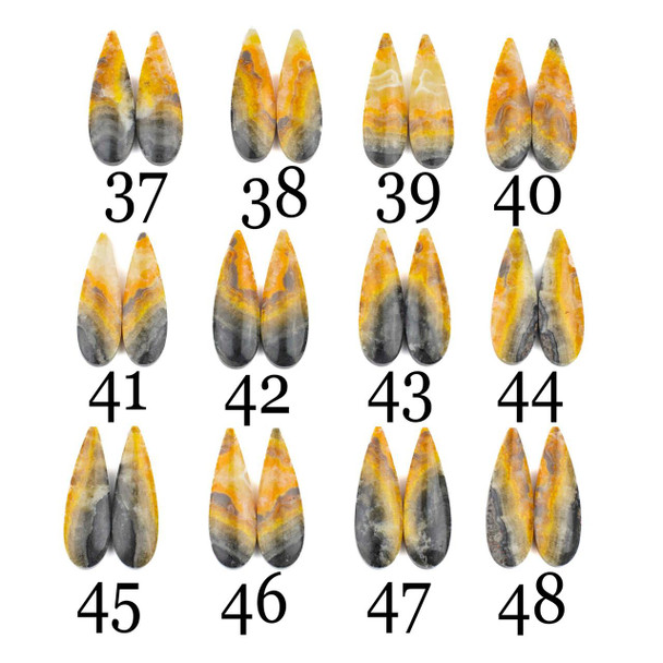 Cherry Tree Beads Bumblebee Jasper 12x39mm Top Side Drilled Teardrop Pendant Pair - 2 pieces 