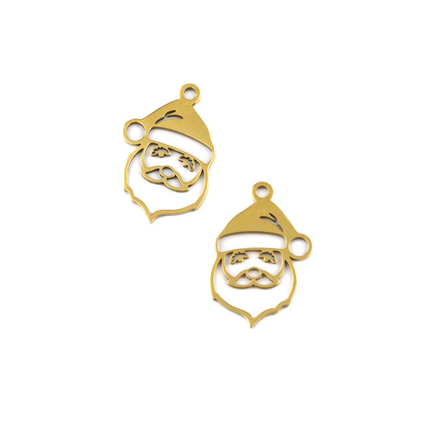 18k Gold Plated 304 Stainless Steel 13x19mm Santa Claus Charm Component - 2 per bag