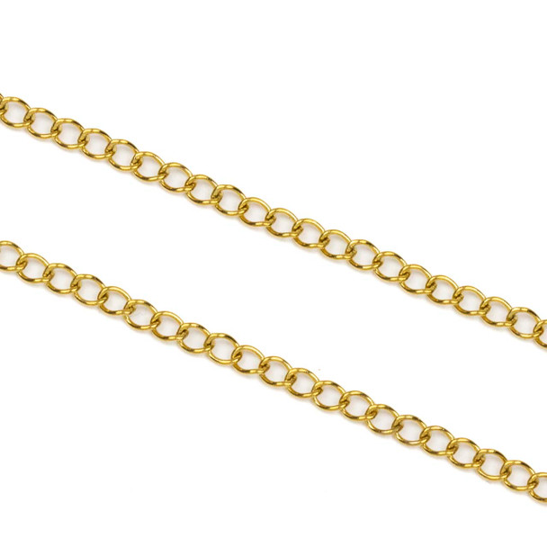 18k Gold Plated 304 Stainless Steel with 2.5x3.5mm Small Twisted Oval Links - 10 meter spool