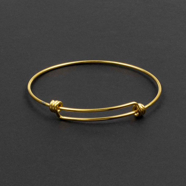18k Gold Plated 304 Stainless Steel 1.6x64mm Adjustable Bangle Bracelet - 1 bracelet