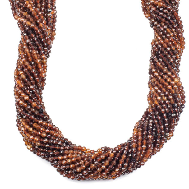 Multicolor Orange Garnet 3-3.5mm Faceted Round Beads - 15 inch strand