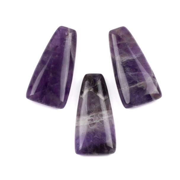 Chevron Amethyst 20x40mm Top Front Drilled Tapered Rectangle Pendant - 1 per bag